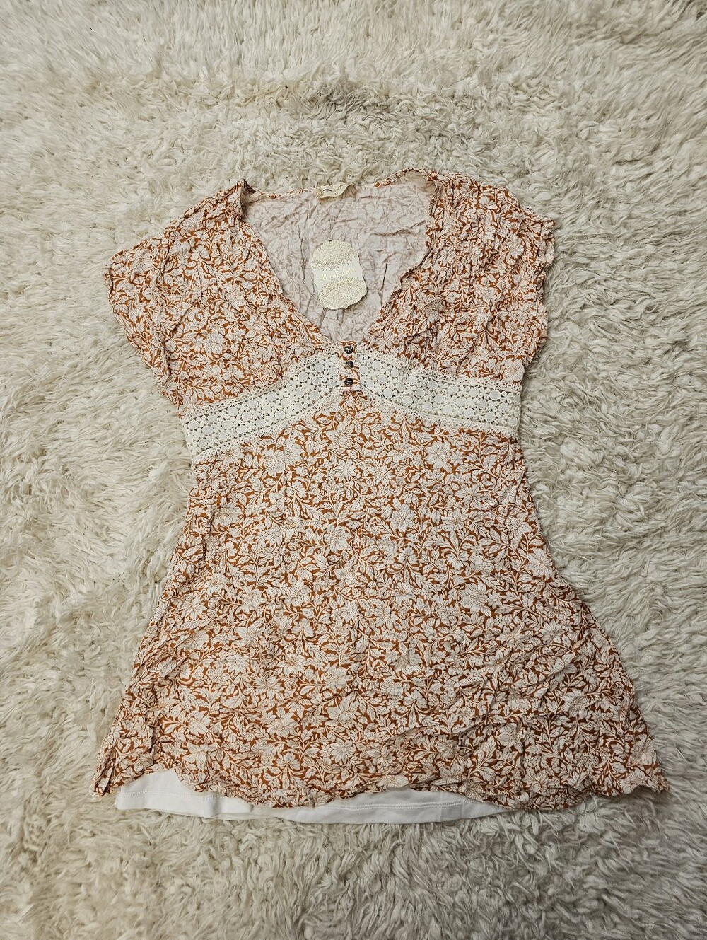 Altar'd State Rust/white Dress Medium
